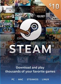 $10 USD Steam Wallet Gift Card GLOBAL - Chilecodigos