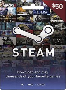 $50 USD Steam Wallet Gift Card GLOBAL - Chilecodigos