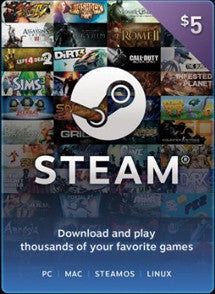 $5 USD Steam Wallet Gift Card GLOBAL - Chilecodigos